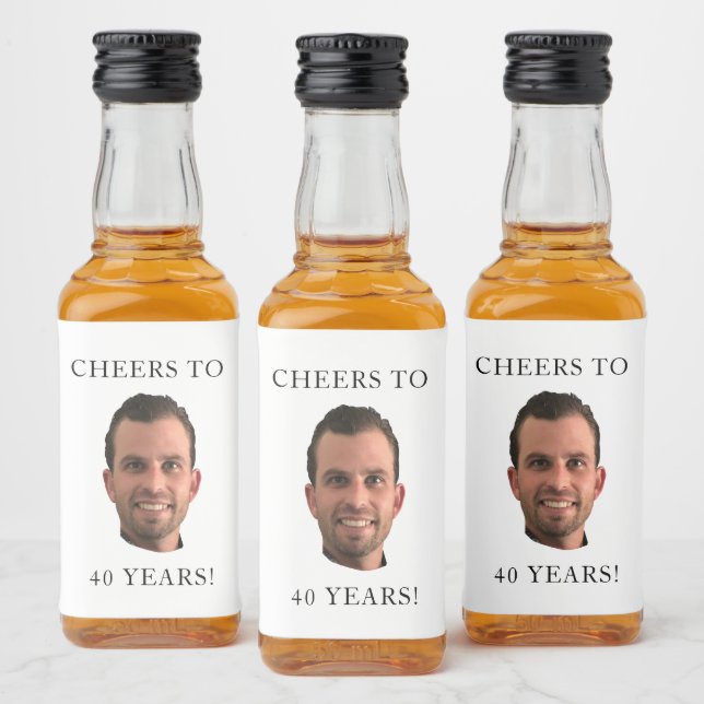 Fågeldags Foto Ansikte Head Cheers till 40 år Spritflaskor Etikett (Flaskor)