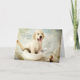 Fågeldags Golden Retriever Puppy Spa Tema Kort