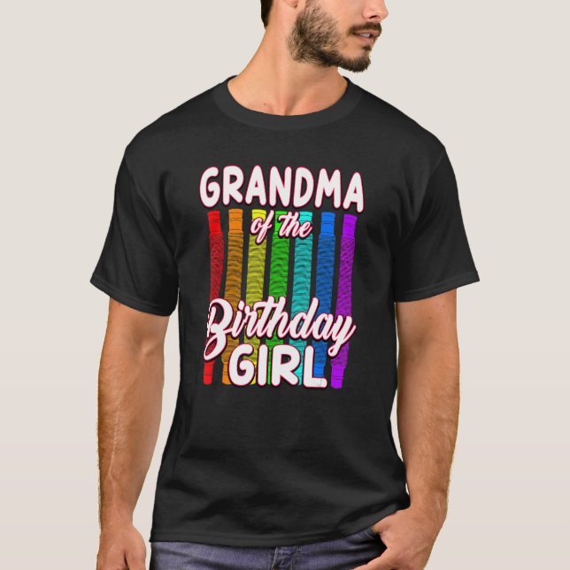 Fågeldagspapper Tube Grandma of the Birthday Girl T Shirt (Framsida)