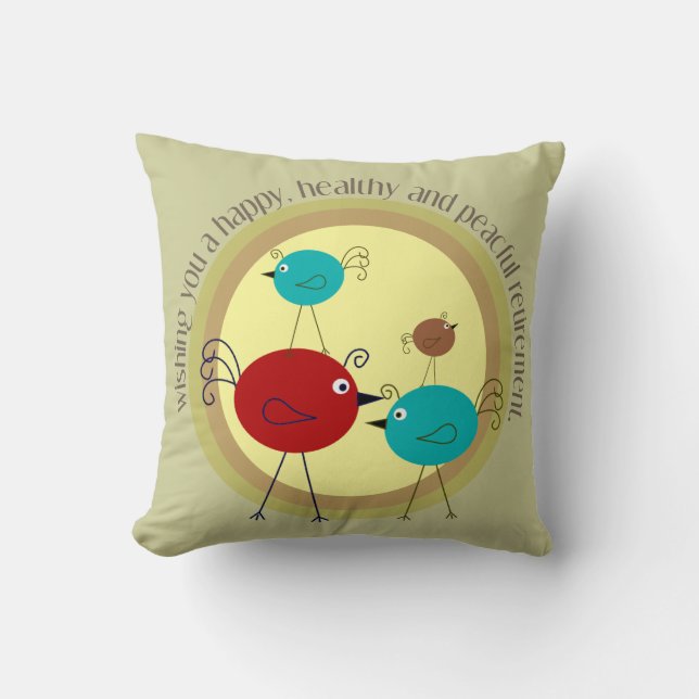 Fågeldesign i pension Pillow Retro Kudde (Framsida)
