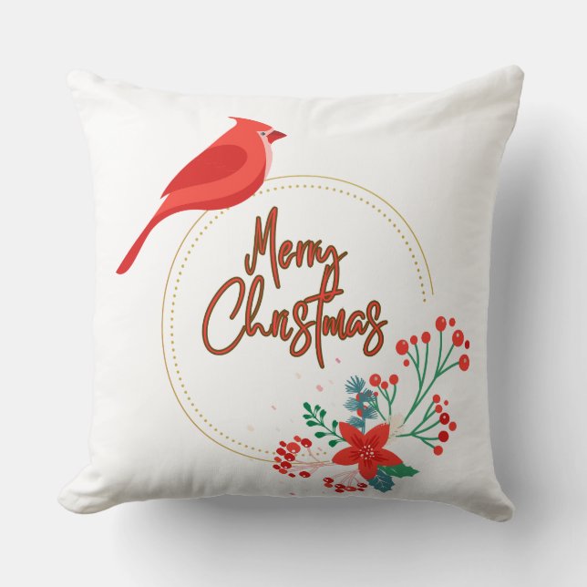 Fågeldesign med blommor dekorativ kudde (Framsida)