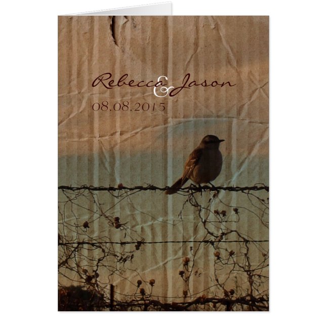 Fågelfågel på lantgården western lada bröllop hälsningskort (Framsidan)