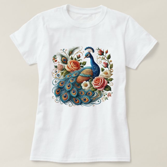 Fågelfågelkonst i Blommigten T Shirt (Design framsida)