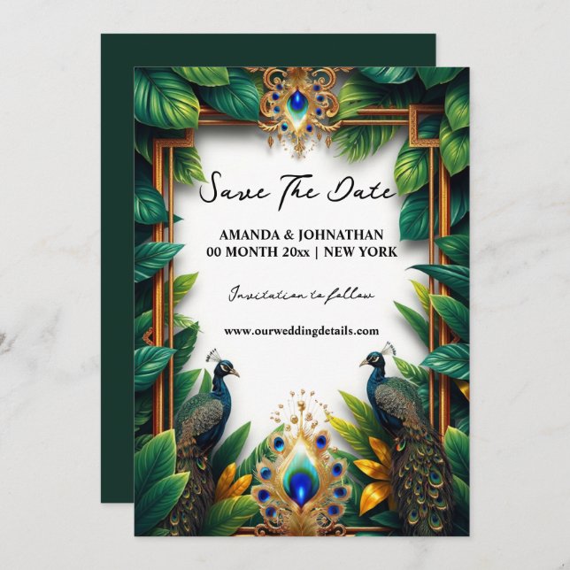 Fågelfågellyxfjädrar tropiska utomhusfjädrar spara datumet (Fram/baksida)