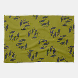 Fågelfågelns utklippta stencil-Stil 2 Kökshandduk