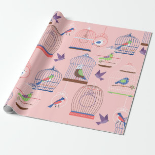 Fågelfåglar av pastelltyp rosa presentpapper