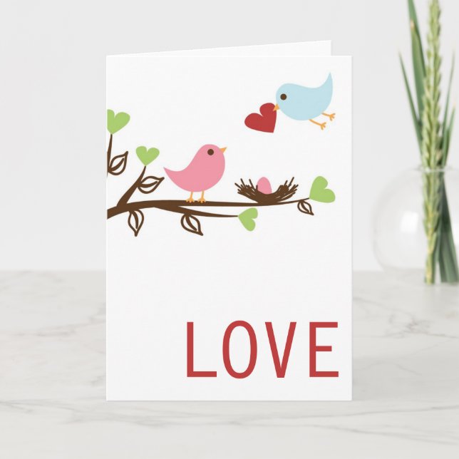 Fågelfamilj med hjärta meddelande (Framsida)