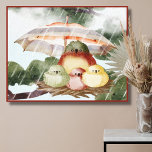 Fågelfamilj | Shelter from the Storm Kanvastryck<br><div class="desc">Färgfyllt och sött 30-tums x24-tums kanvastryck av en fågelfamilj sitta under ett paraply i boet vid träd gren,  som tar skydd från stormen under ett färglöst paraply. Unik och förtjusande djurkonst som kommer att se underbar ut i alla hem och på alla kontor.</div>