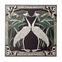 Fågelfamiljen Art Deco Nouveau Decorative Kakelplatta