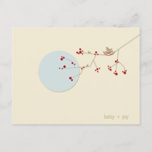 Fågelfamiljen Träd Whimsical Baby Shower Inbjudan Vykort