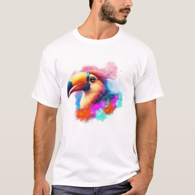 Fågelfärgad hårfärg med bestred Toucan T Shirt (Framsida)