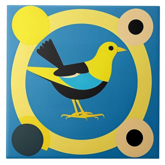 Fågelfärgad i Abstraktens Geometric Art Design Kakelplatta (Framsidan)