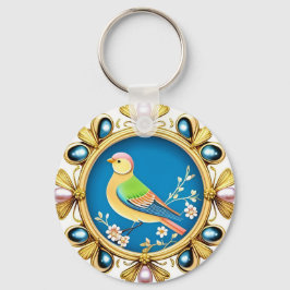 Fågelfärgad med prydnadspärlor nyckelring