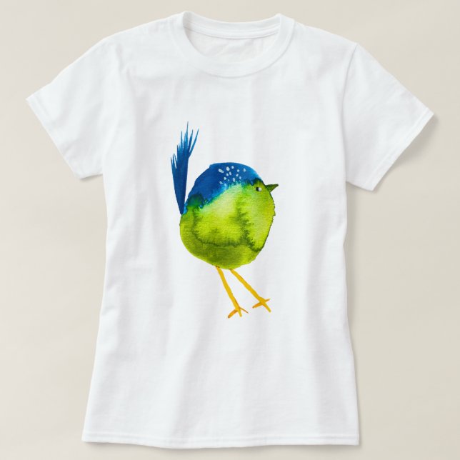 Fågelfärgen Cute grönt T Shirt (Design framsida)