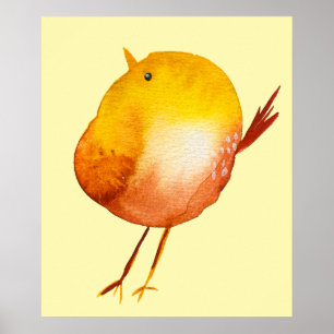 Fågelfärgen Cute gult Poster