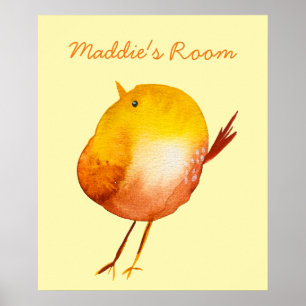 Fågelfärgen Cute gult Poster