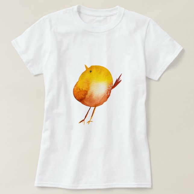 Fågelfärgen Cute gult T Shirt (Design framsida)