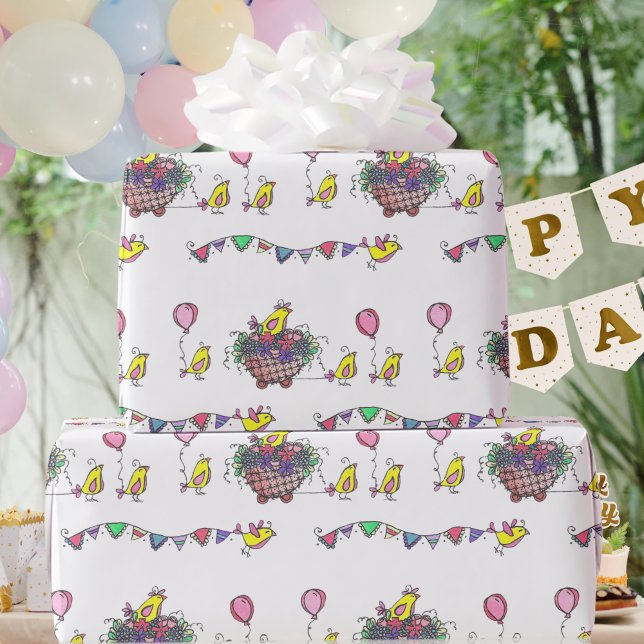 Fågelfestparadillustration Presentpapper (Skapare uppladdad)