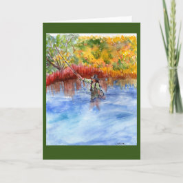 Fågelfiskares vattenfärg + färg hösten kort