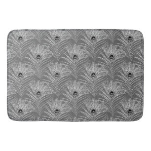 Fågelfjädrar elegant silver grått mönster badrumsmatta