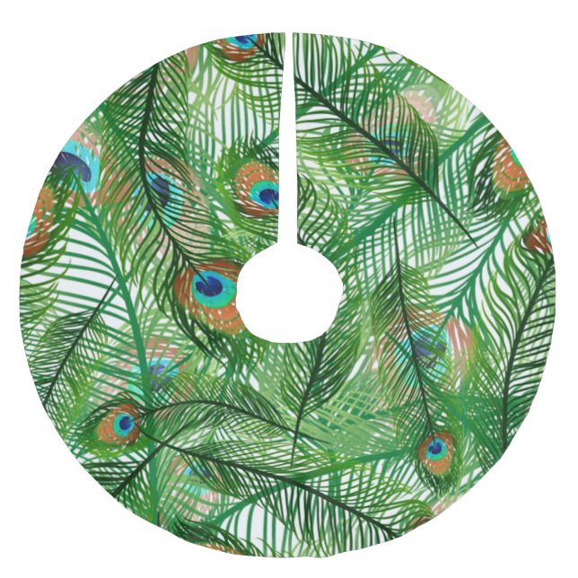 Fågelfjädrar mönster julgransmatta borstad polyester (Framsidan)