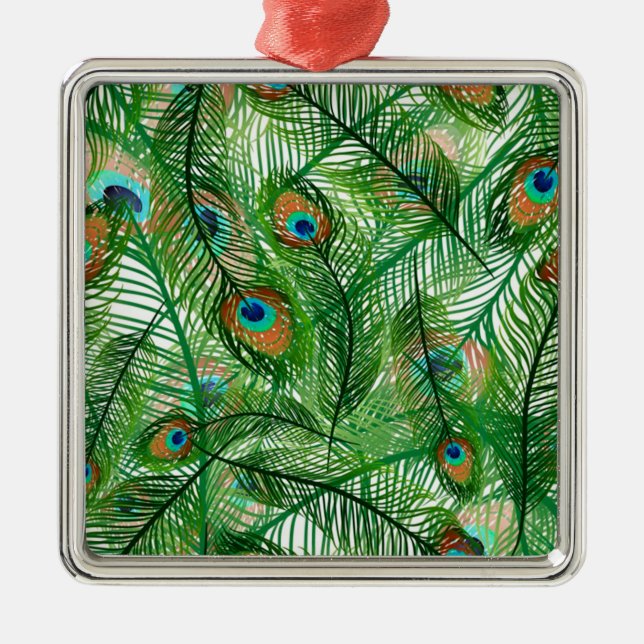 Fågelfjädrar mönster julgransprydnad metall (Framsidan)