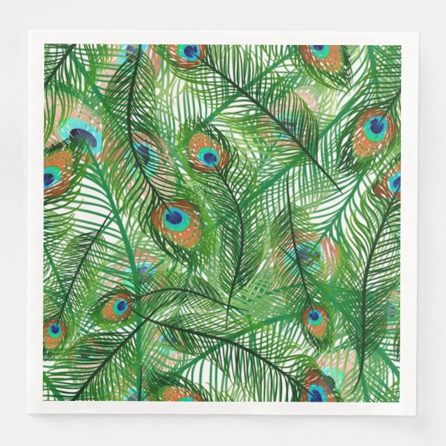 Fågelfjädrar mönster pappersservett (Framsida)