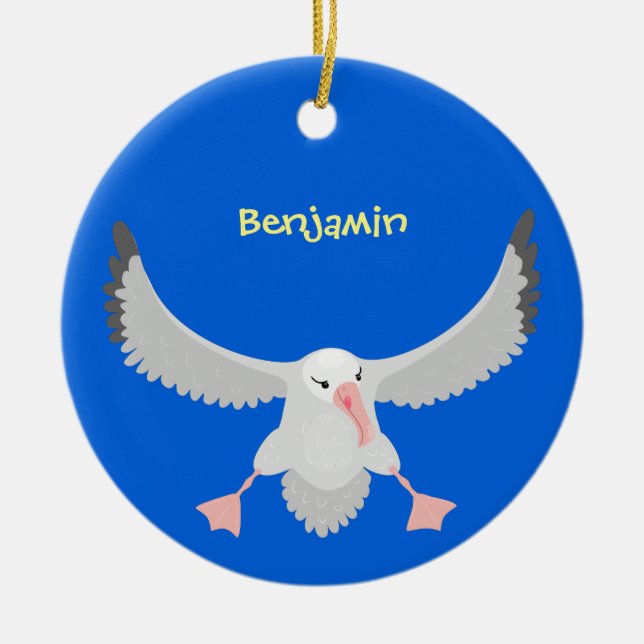 Fågelflygande tecknad för Cute albatross Julgransprydnad Keramik (Framsidan)