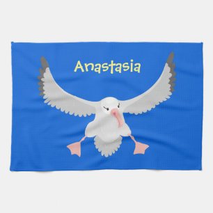 Fågelflygande tecknad för Cute albatross Kökshandduk