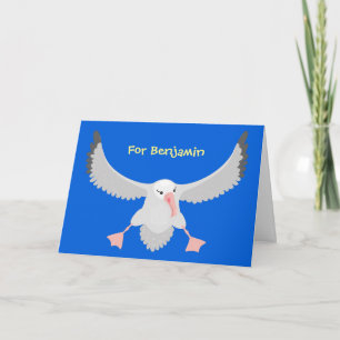 Fågelflygande tecknad för Cute albatross Kort