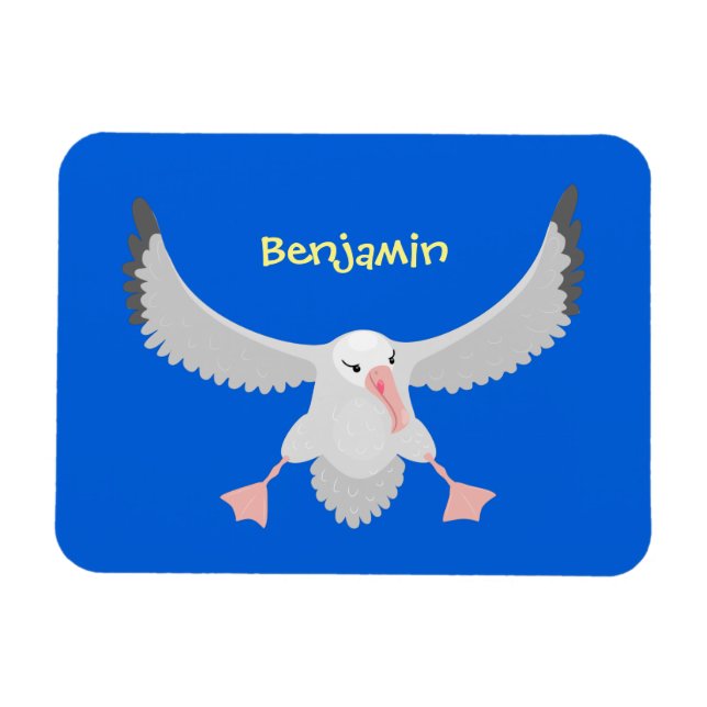 Fågelflygande tecknad för Cute albatross Magnet (Horisontell)