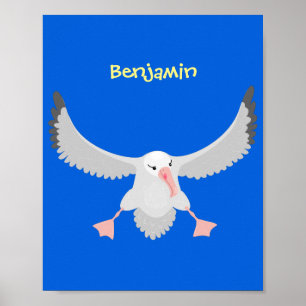 Fågelflygande tecknad för Cute albatross Poster
