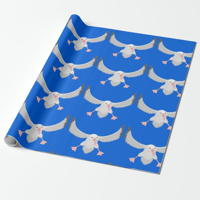 Fågelflygande tecknad för Cute albatross Presentpapper (Utrullad)