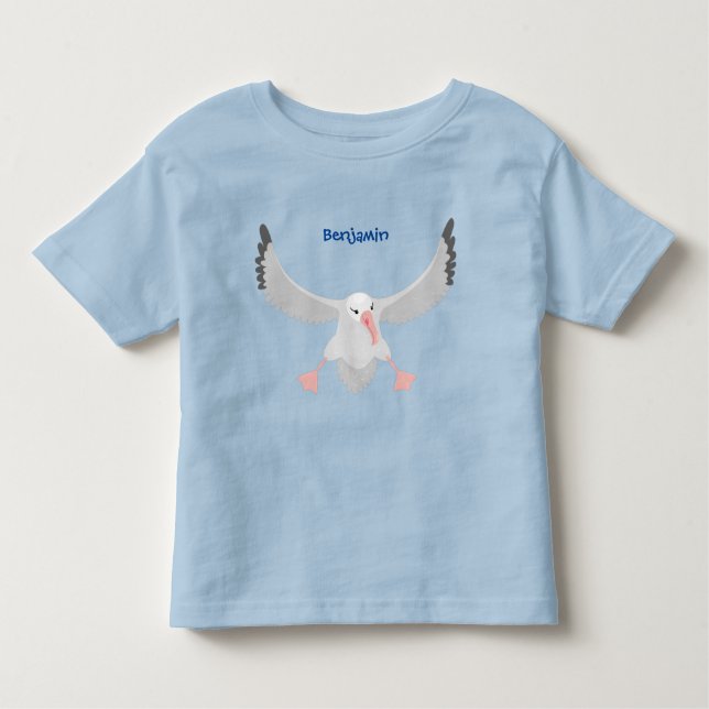 Fågelflygande tecknad för Cute albatross T Shirt (Framsida)