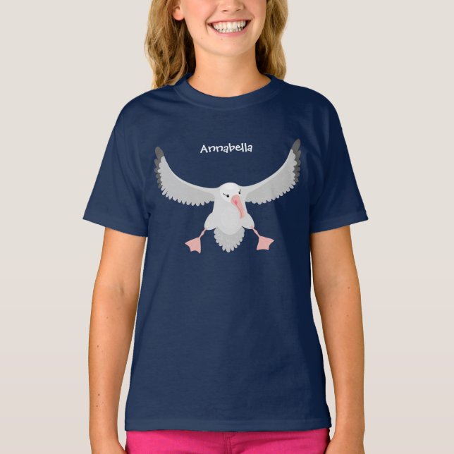 Fågelflygande tecknad för Cute albatross T Shirt (Framsida)