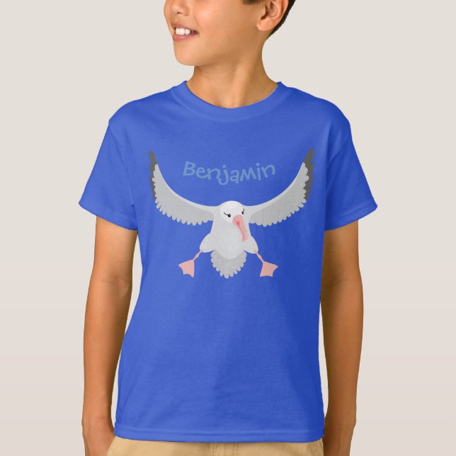 Fågelflygande tecknad för Cute albatross T Shirt (Framsida)