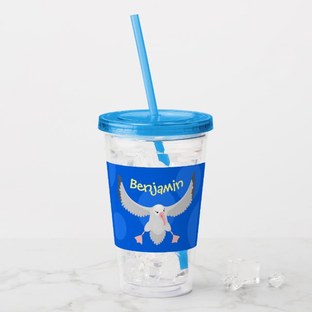 Fågelflygande tecknad för Cute albatross Take Away Mugg (Framsida Ice)