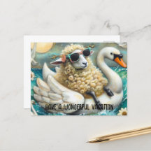 Fågelflykten från Cute Sheep Svan har en underlig 