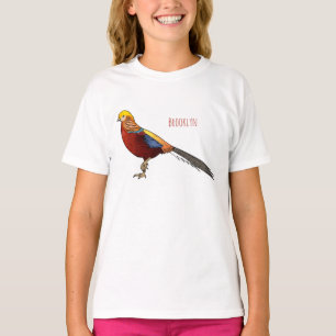 Fågelfolie med gyllene fasaner (tecknad) t shirt