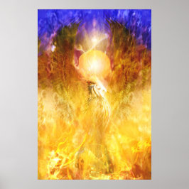Fågelförmedling med Phoenix-brand Poster