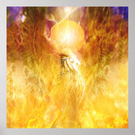 Fågelförmedling med Phoenix-brand Poster
