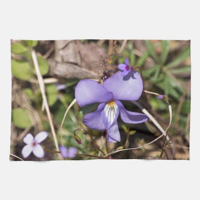 Fågelfot Violet w/ Bluets Kökshandduk (Horisontell)
