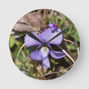 Fågelfot Violet w/ Bluets Rund Klocka
