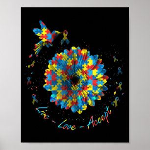 Fågelfotnoten Pupzzle Live Kärlek accepterar autis Poster