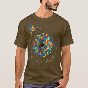 Fågelfotnoten Pupzzle Live Kärlek accepterar autis T Shirt