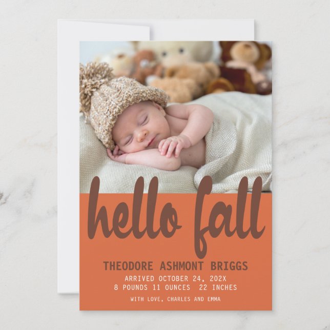 Fågelfoto för Cute Hej-hösten Baby Meddelande (Framsida)