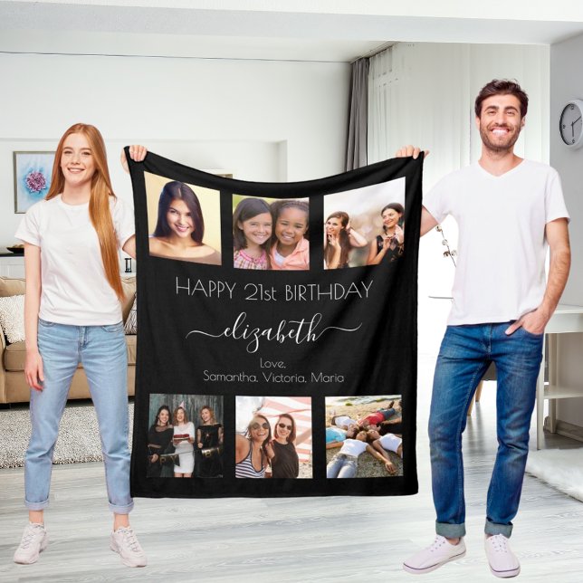 Fågelfotokollage svarta vita bästa vänner fleecefilt (Skapare uppladdad)