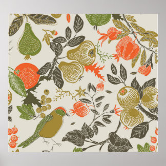 Fågelfrukten Garden: Sömlös Poster