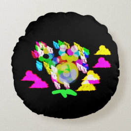 Fågelglöd i mörken rund kudde