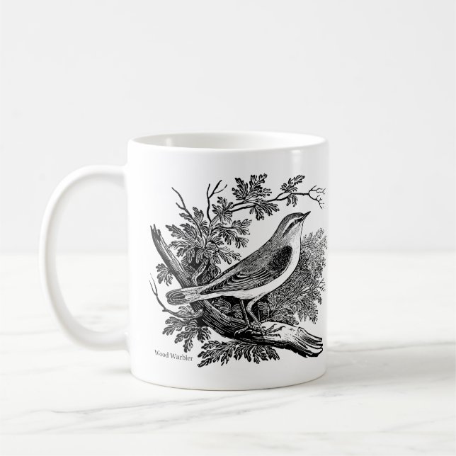 Fågelgravyrer - en grönsångare & stare kaffemugg (Vänster)